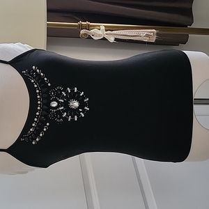 WHBM tank top, black, size M, with christals, with a built in bra